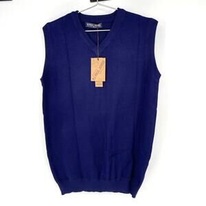 PJ Paul Jones Mens Sweater Vest Blue V Neck Knit Preppy Golf Sleeveless M NWT